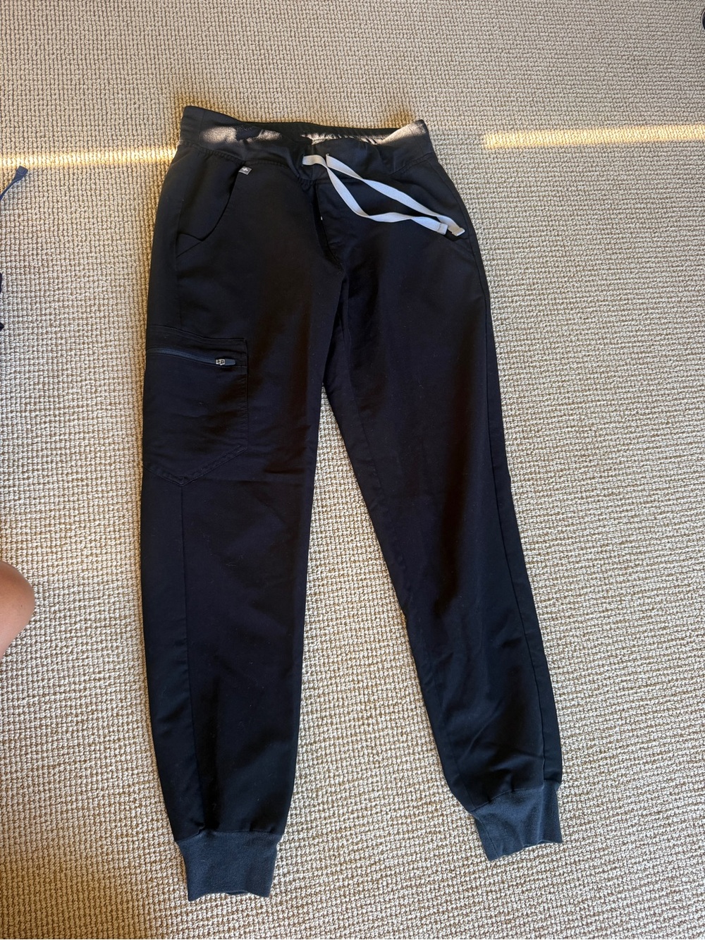 Figs Black Track Joggers with White Drawstring